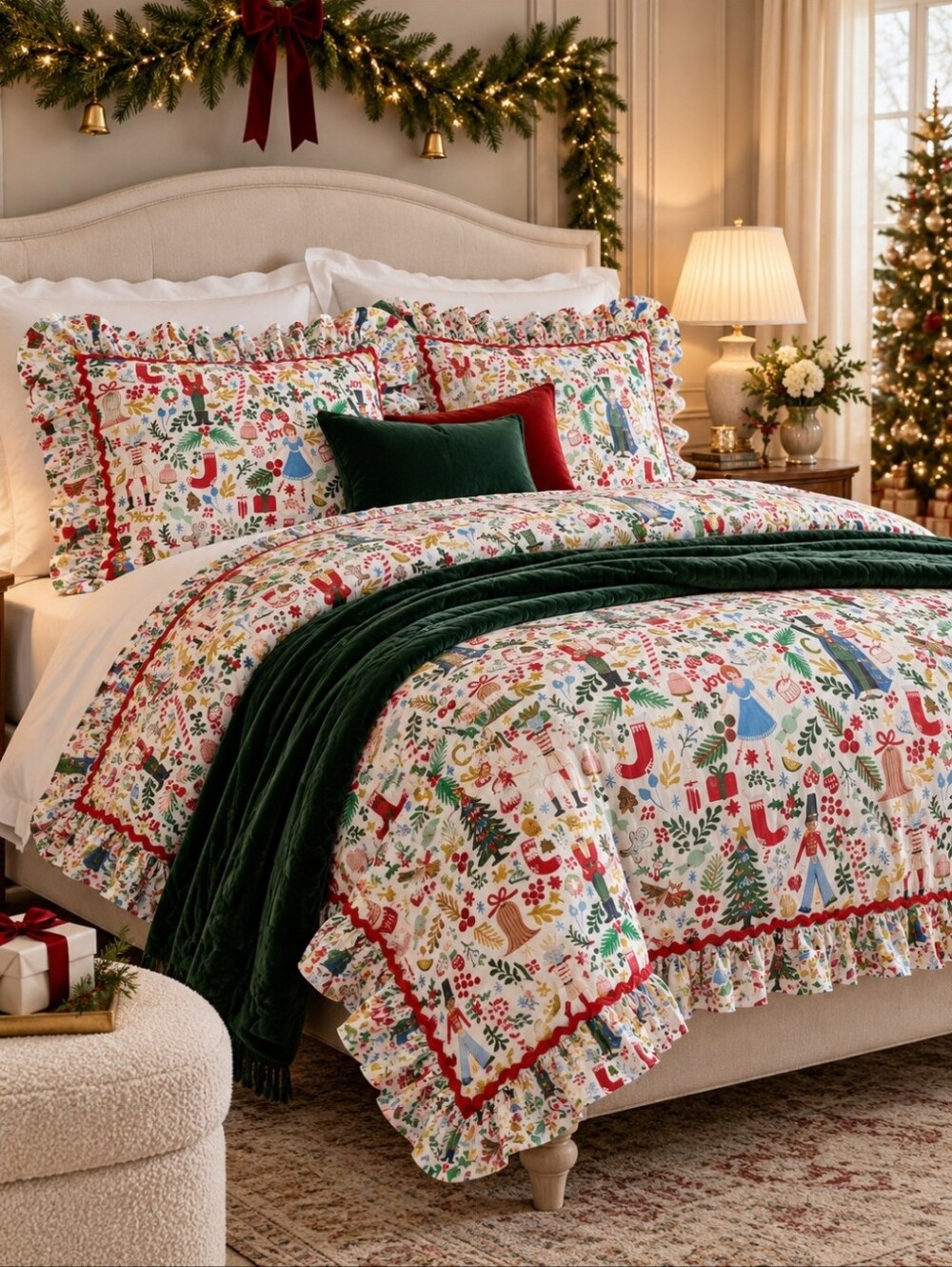 Rifle Paper Co Pottery Barn Nutcracker Duvet Full Queen NIP Christmas